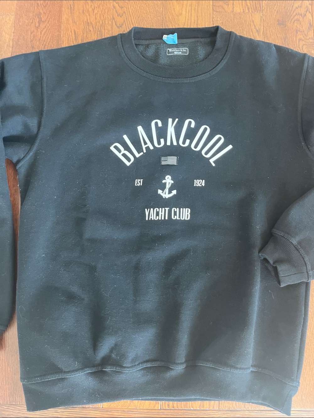 BLACK COOL Black Crewneck Sweatshirt - Yacht Club Graphic